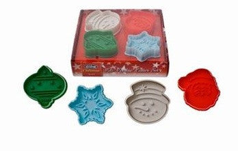 Christmas Cookie Cutter and Stamper Set of 4