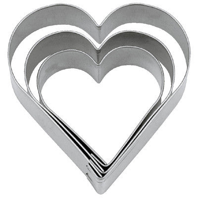 Heart Mini Tin Plate Set of 3 Cookie Cutters