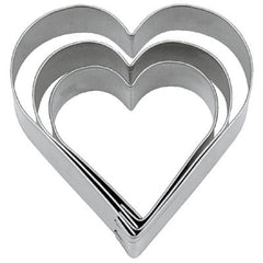 Heart Mini Tin Plate Set of 3 Cookie Cutters
