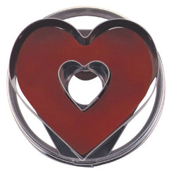 Heart with Heart in Middle Linzer Cookie Cutter with Ejector