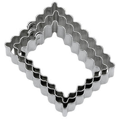Rectangle Crinkled Tin Plate Set of 3 Cookie Cutters