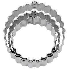 Round Circles Crinkled Tin Plate Set of 3 Cookie Cutters
