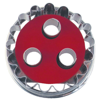 Round Crinkled with 3 Circles in Middle Linzer Cookie Cutter with Ejector