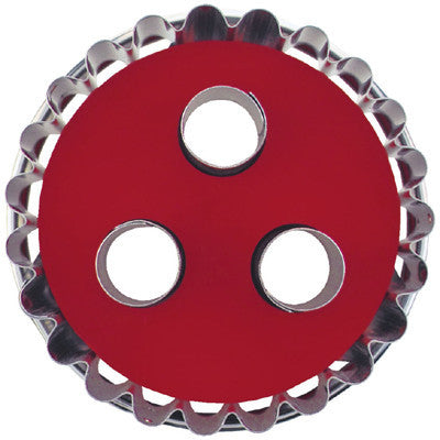 Round Crinkled with 3 large Circles in Middle Linzer Cookie Cutter with Ejector