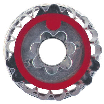 Round Crinkled with Flower in Middle Linzer Cookie Cutter with Ejector