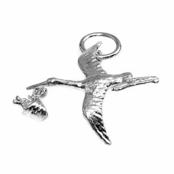 Stork & Baby Large Charm