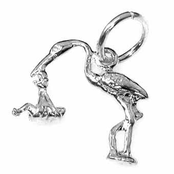 Stork & Baby Standing Charm