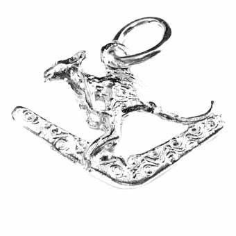 Kangaroo on a Boomerang Charm