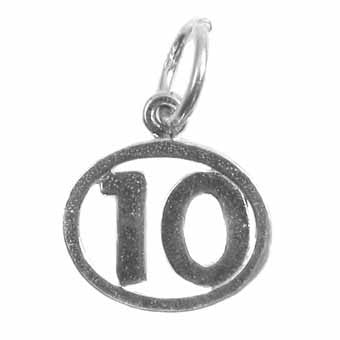 Number 10 in a Circle Charm