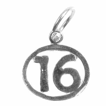 Number 16 in a Circle Charm
