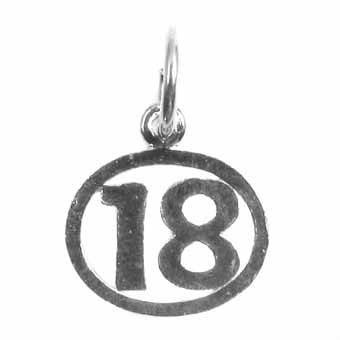 Number 18 in a Circle Charm