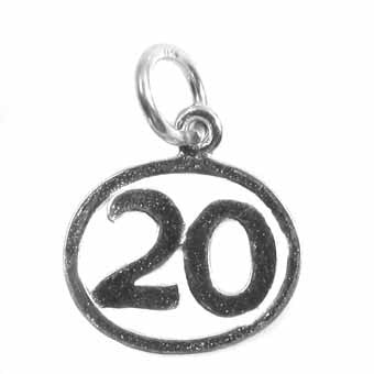 Number 20 in a Circle Silver  Charm