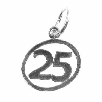 Number 25 in a Circle Charm