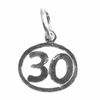 Number 30 in a Circle Charm