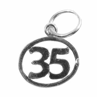 Number 35 in a Circle Charm