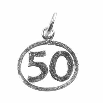 Number 50 in a Circle Charm