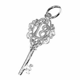Key 18, Filigree, Large Charm