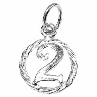 Number 2 in a Circle Charm