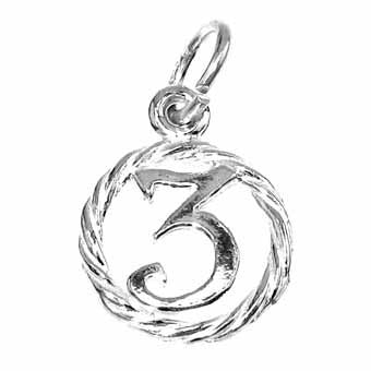 Number 3 in a Circle Charm