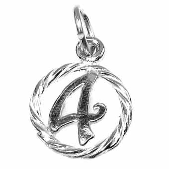 Number 4 in a Circle Charm