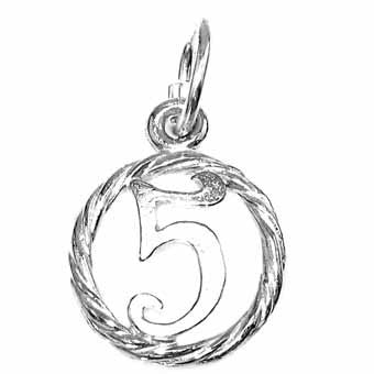 Number 5 in a Circle Charm
