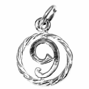 Number 9 in a Circle Charm