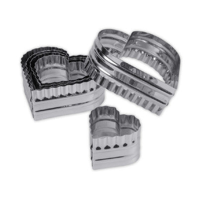 Set of 6 Heart Crinkled and Smooth Cookie Cutters