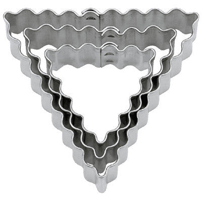 Triangles Crinkled Tin Plate Set of 3 Cookie Cutters