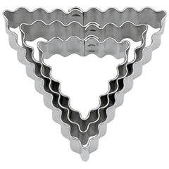 Triangles Crinkled Tin Plate Set of 3 Cookie Cutters