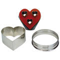 heart with 3 small hearts in middle linzer cookie cutter with ejector s0043 cookie 1